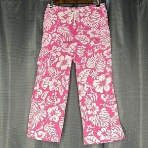 LAUREN RALPH LAUREN PINK HAWAIIAN FLORAL SIZE 4 CAPRI PANTS